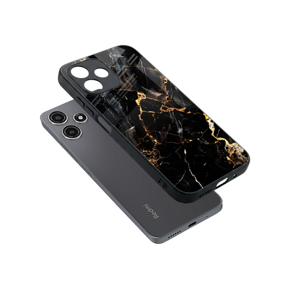 Golden Obsidian sleek redmi 12 5g cover with tempered glass back and TPU edges