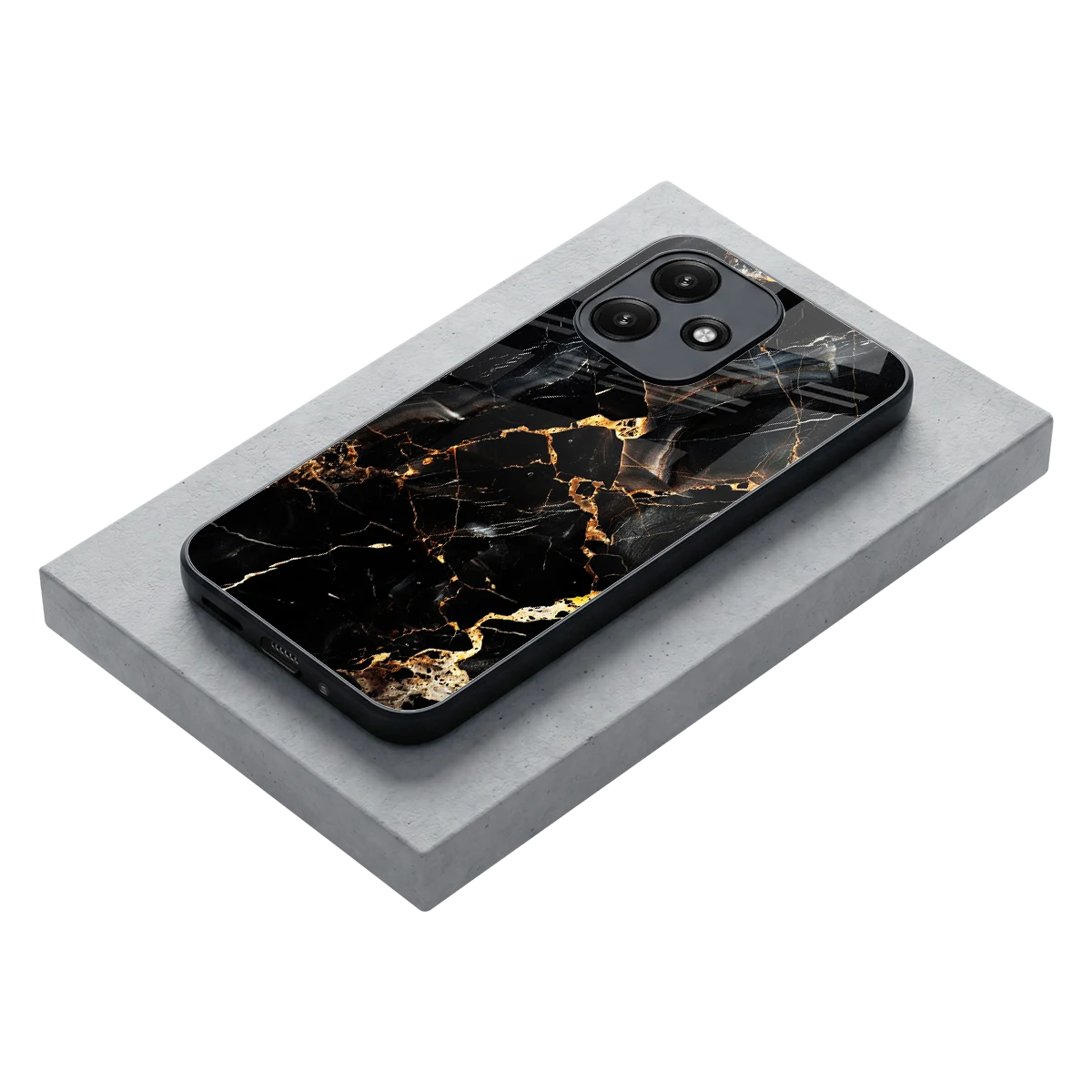 Golden Obsidian stylish phone case for redmi 12 5g | glossy glass and slim fit