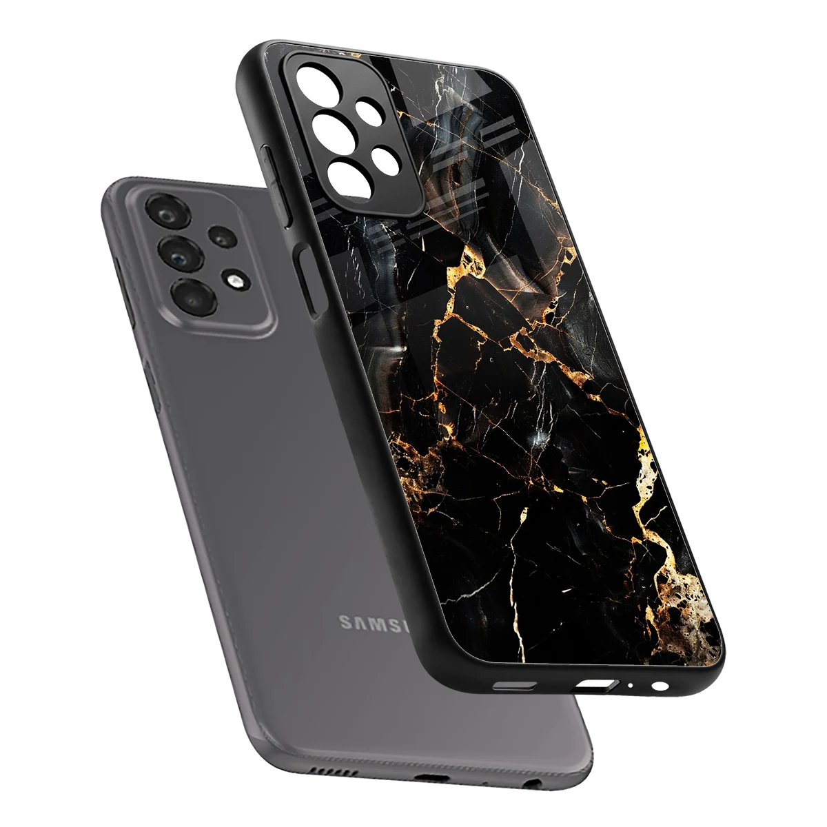Golden Obsidian sleek samsung galaxy a23 cover with tempered glass back and TPU edges