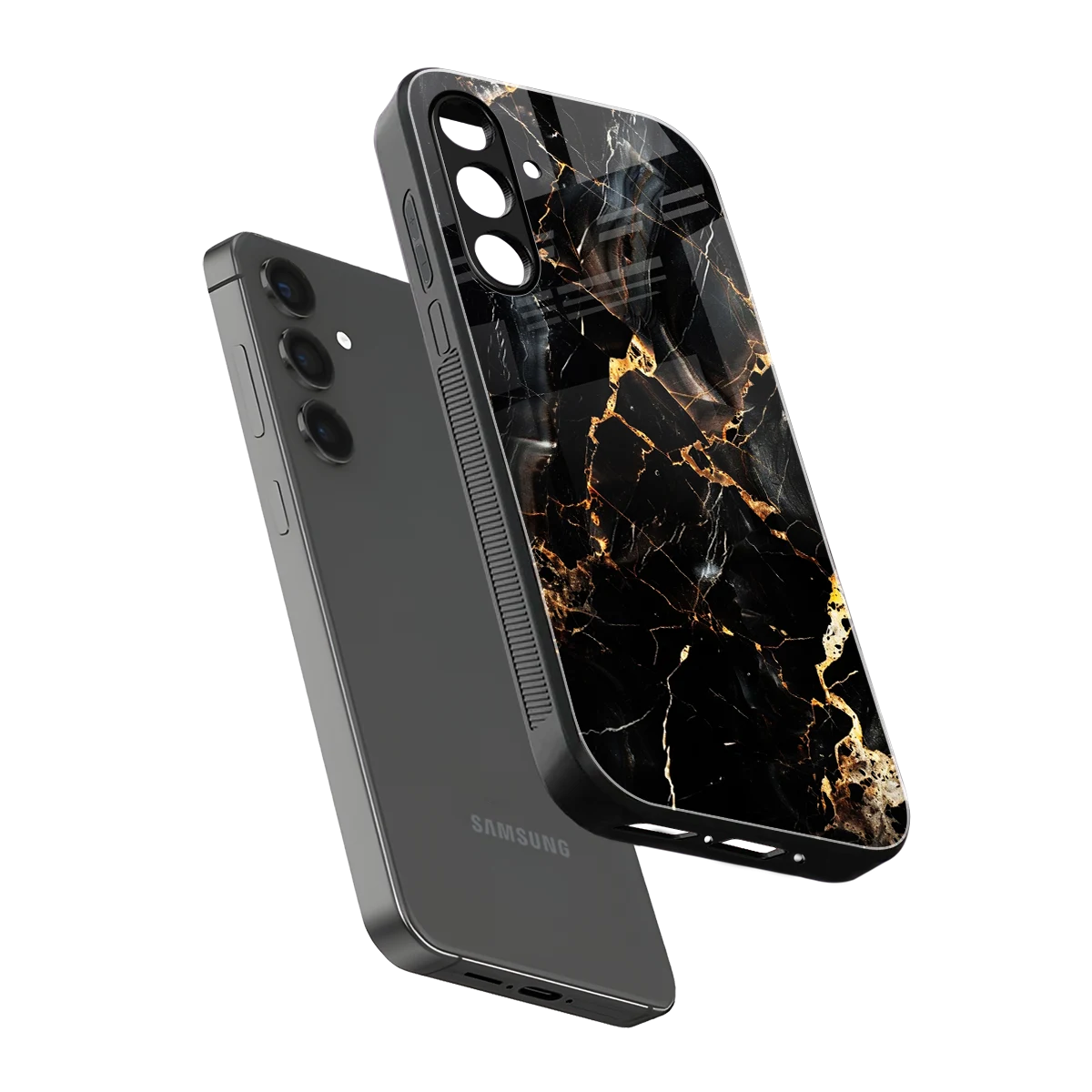 Golden Obsidian sleek samsung galaxy a55 5g cover with tempered glass back and TPU edges