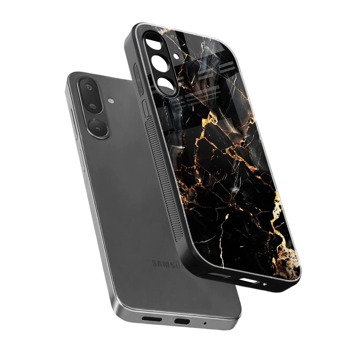 Golden Obsidian sleek samsung galaxy m36 5g cover with tempered glass back and TPU edges