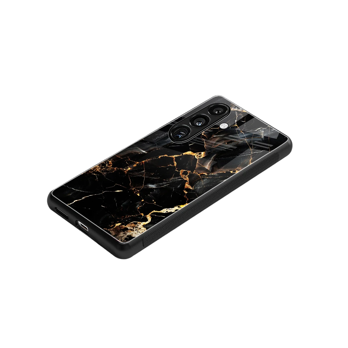 Golden Obsidian stylish phone case for samsung galaxy s25 | glossy glass and slim fit