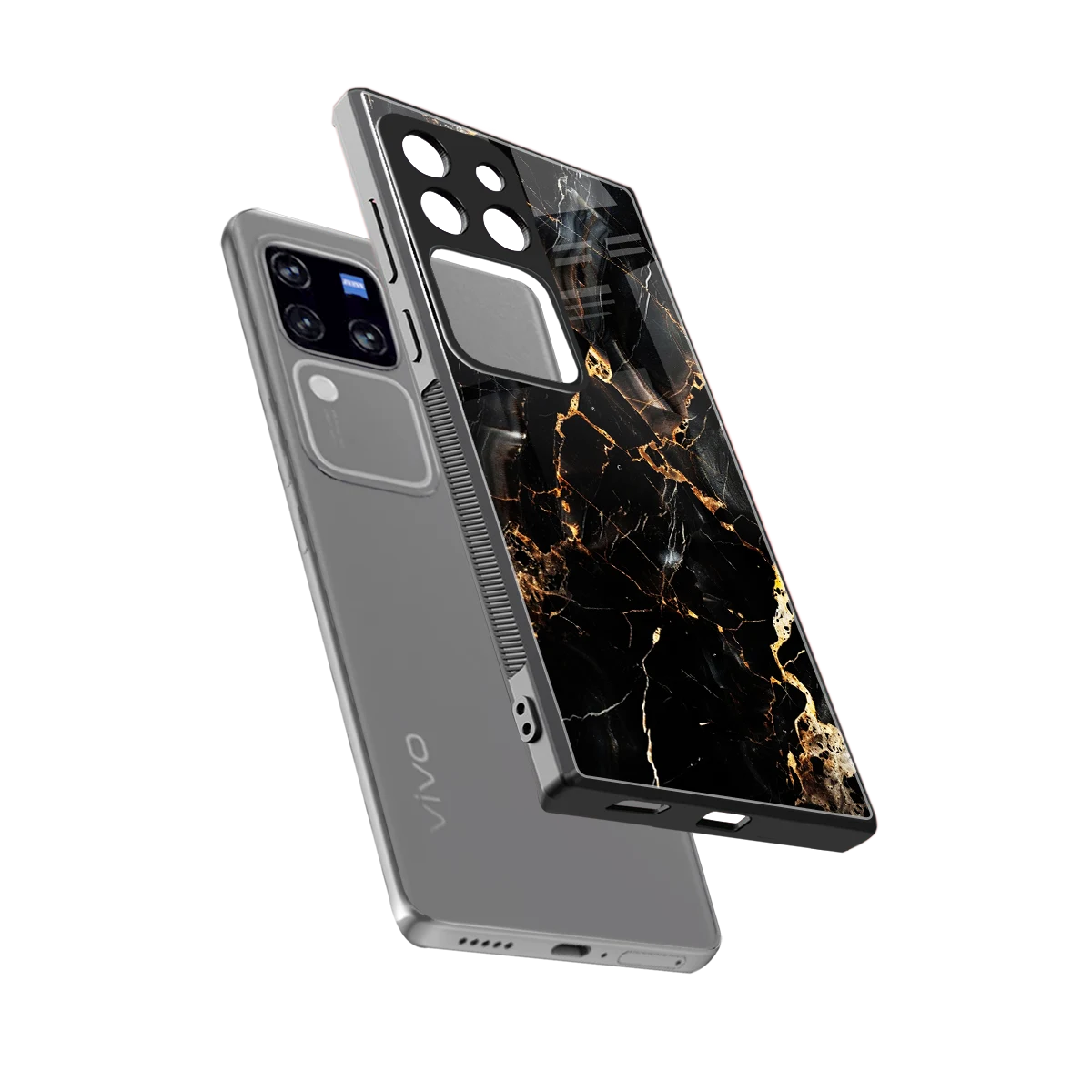 Golden Obsidian sleekvivo v30 pro cover with tempered glass back and TPU edges