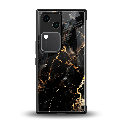 Golden Obsidian back phone cover | glass case for vivo v30