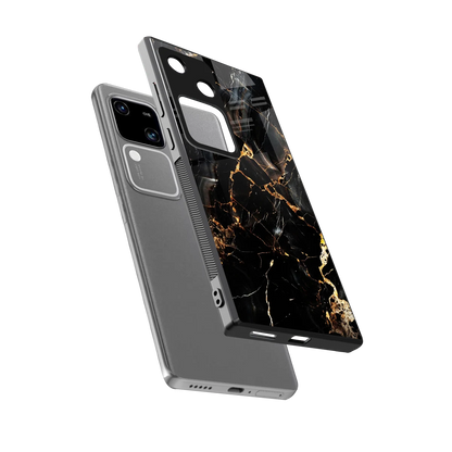 Golden Obsidian sleek vivo v30 cover with tempered glass back and TPU edges