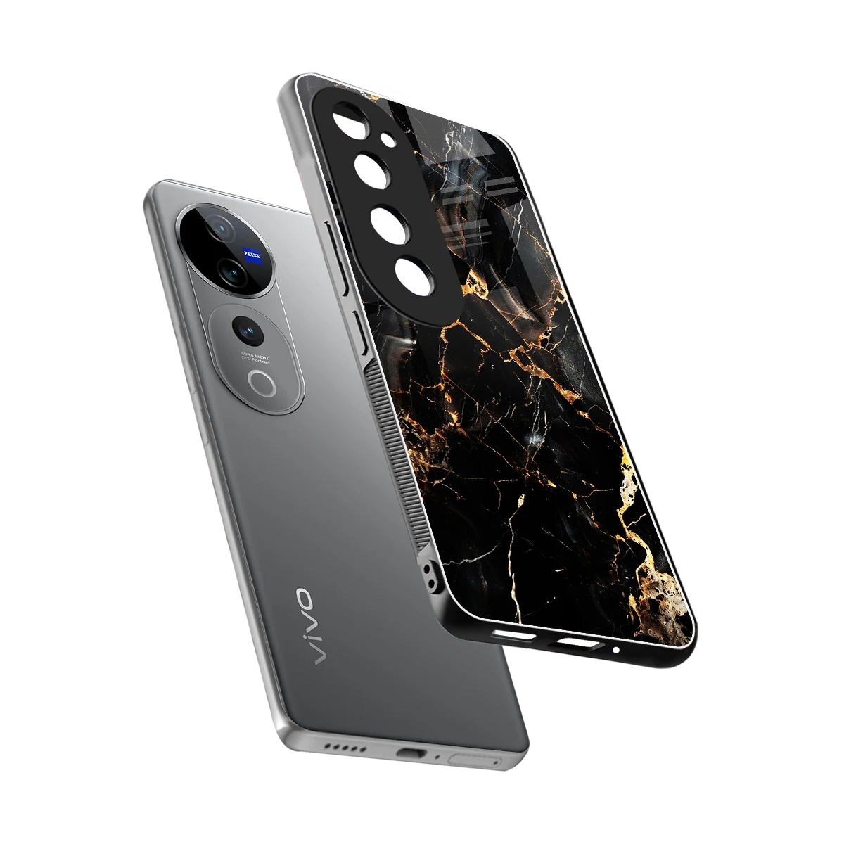 Golden Obsidian sleek vivo v40 pro cover with tempered glass back and TPU edges