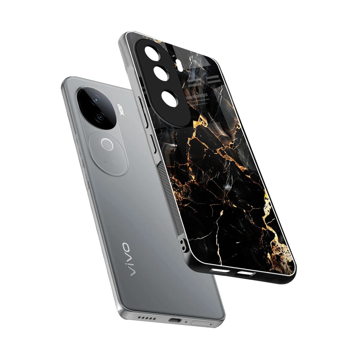 Golden Obsidian sleek vivo v40e cover with tempered glass back and TPU edges