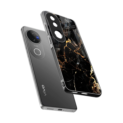 Golden Obsidian sleek vivo v50 cover with tempered glass back and TPU edges