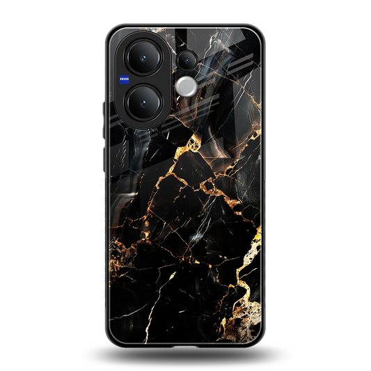 Golden Obsidian back phone cover | glass case for vivo v60