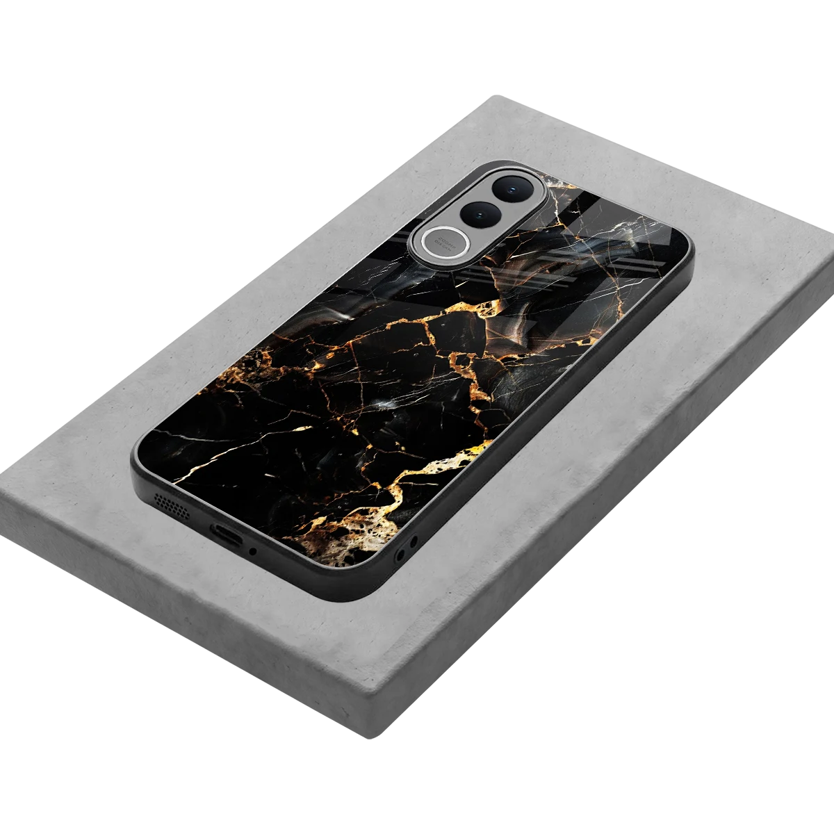 Golden Obsidian stylish phone case for vivo v70 fe | glossy glass and slim fit