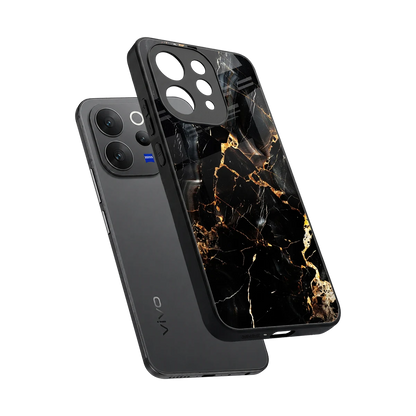 Golden Obsidian sleek vivo v70 cover with tempered glass back and TPU edges