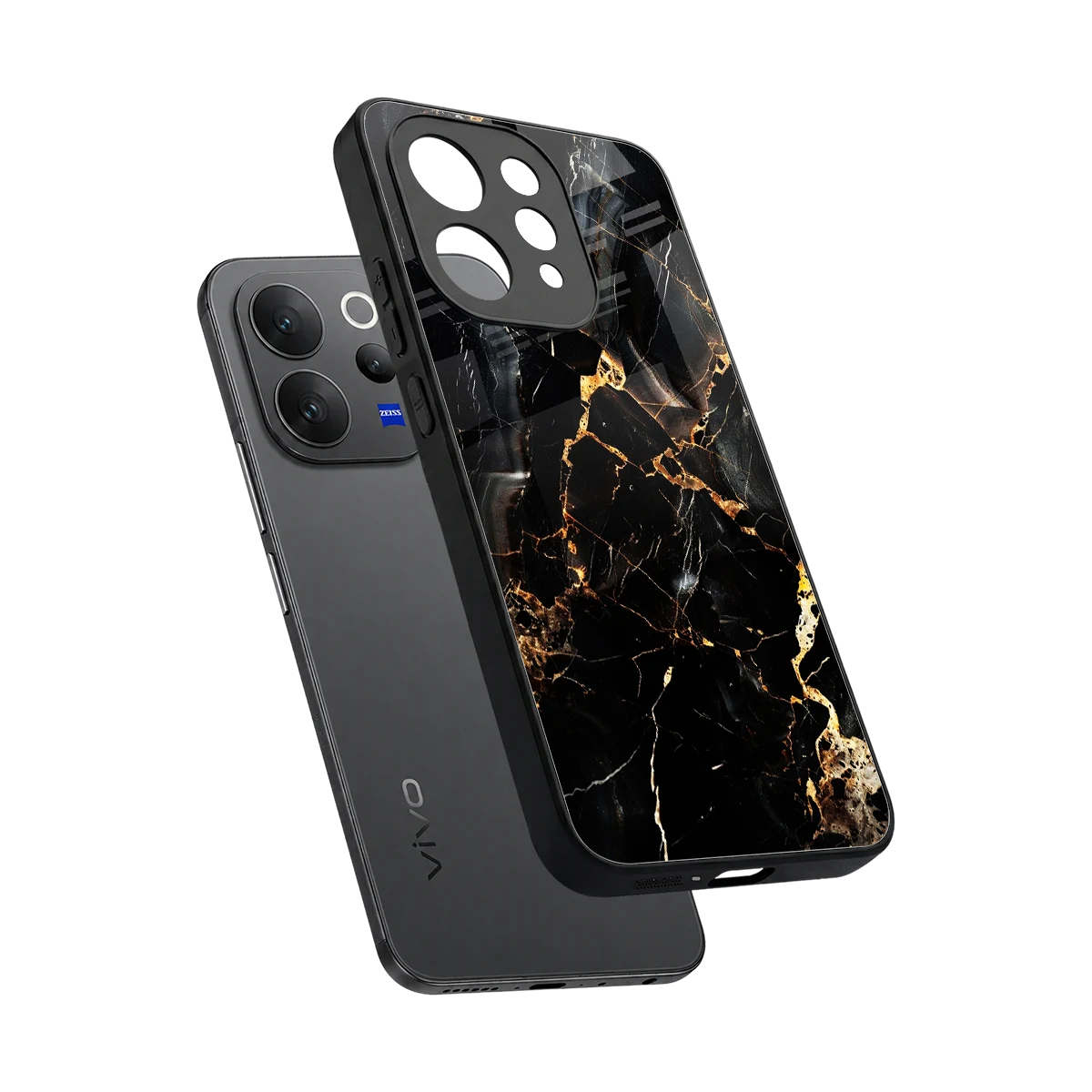 Golden Obsidian sleek vivo v70 elite cover with tempered glass back and TPU edges
