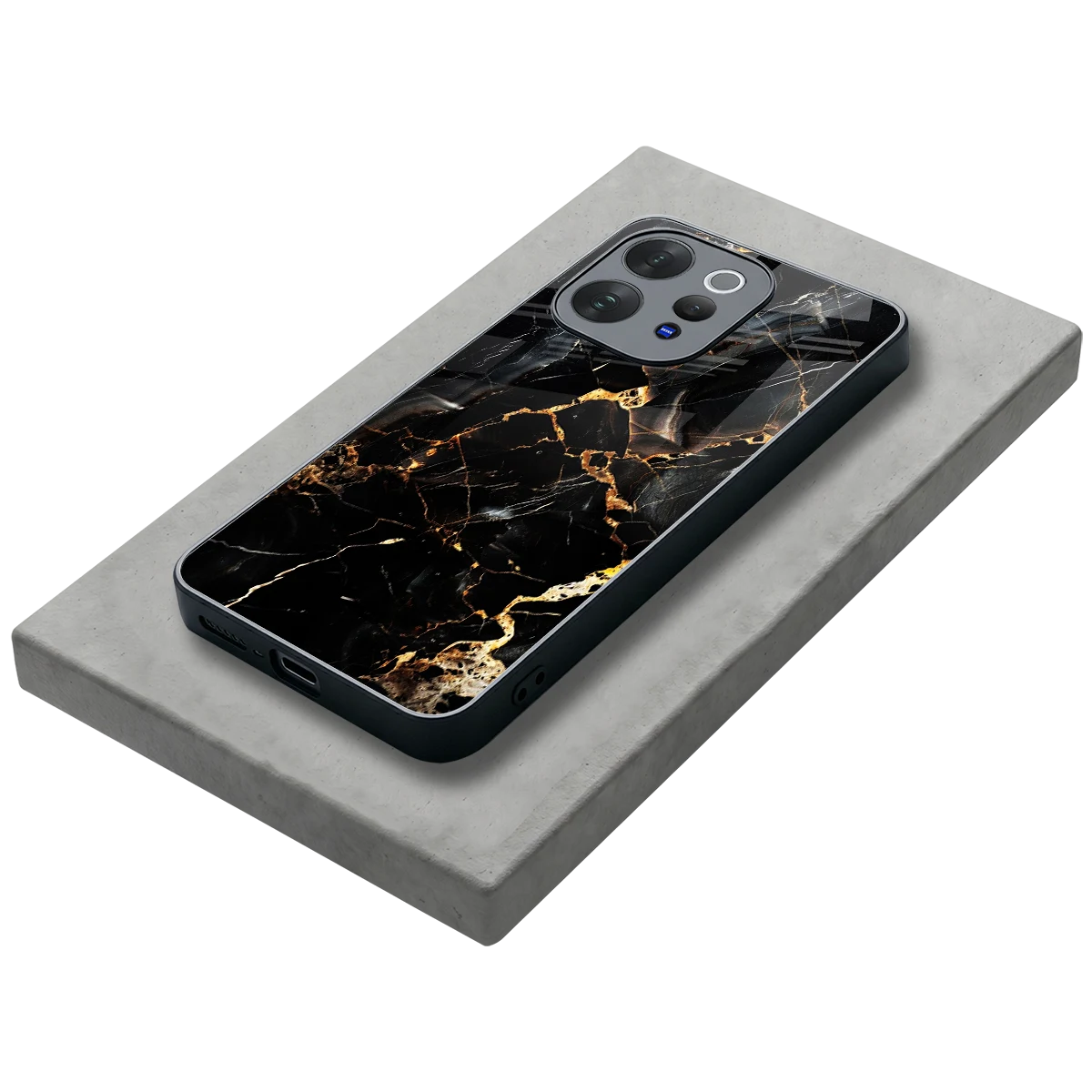 Golden Obsidian stylish phone case for vivo v70 | glossy glass and slim fit