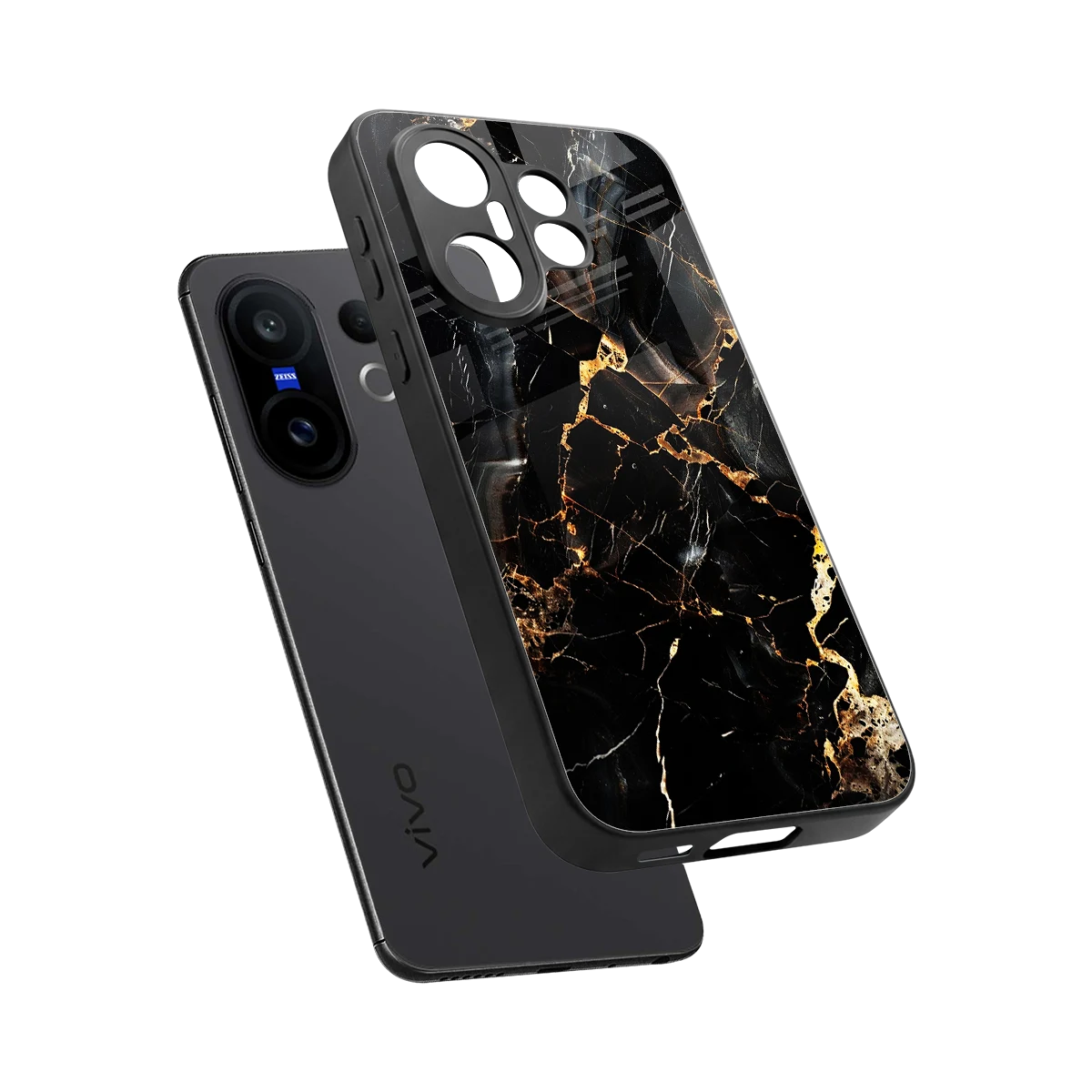 Golden Obsidian sleek vivo x200 fe cover with tempered glass back and TPU edges