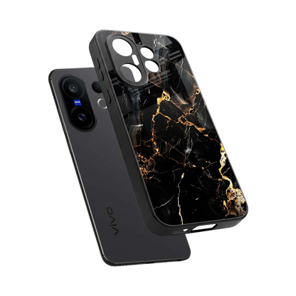 Golden Obsidian sleek vivo x200 fe cover with tempered glass back and TPU edges