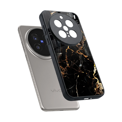 Golden Obsidian sleek vivo x200 pro cover with tempered glass back and TPU edges