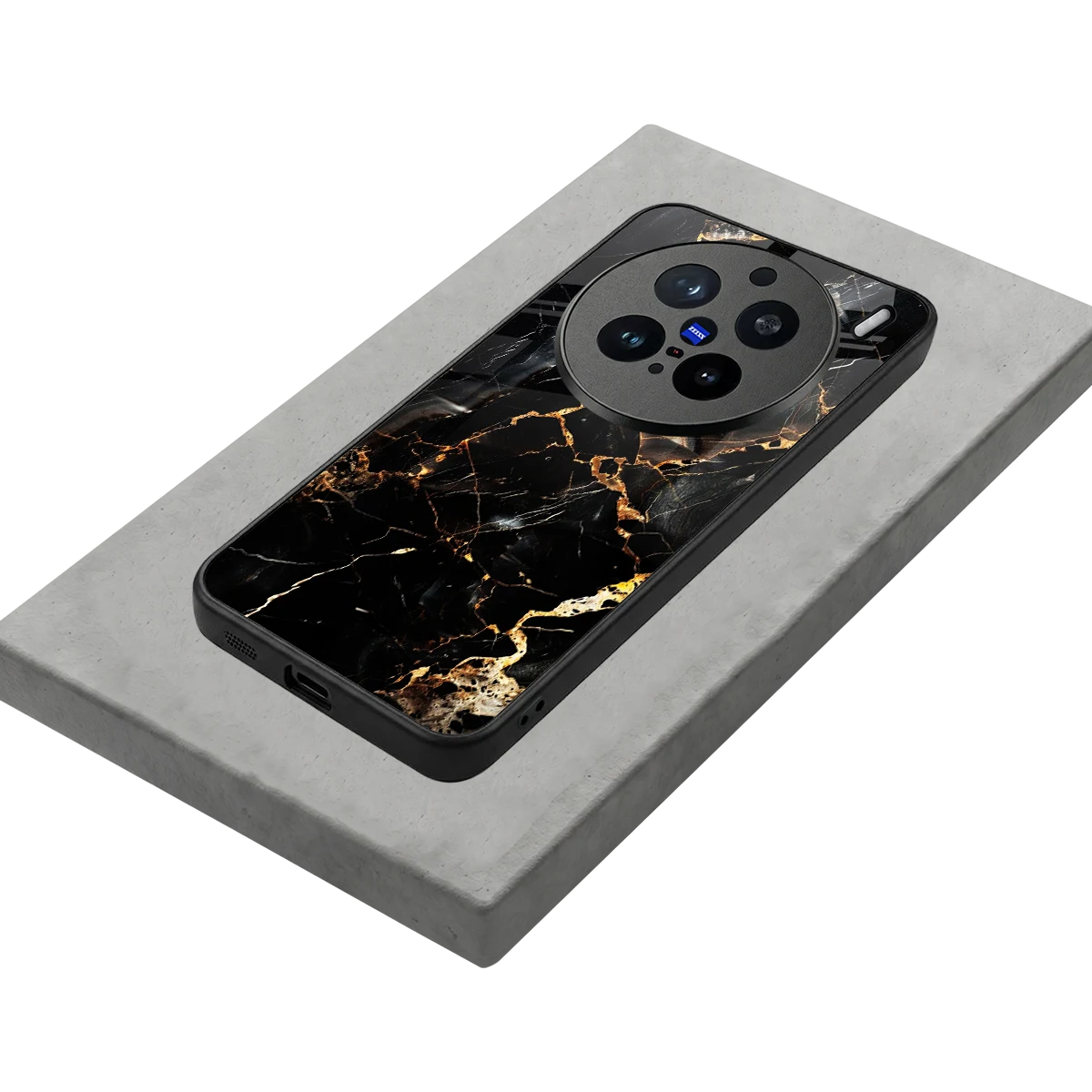 Golden Obsidian stylish phone case for vivo x200 pro | glossy glass and slim fit