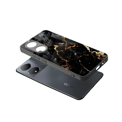Golden Obsidian sleek Vivo-y100 cover with tempered glass back and TPU edges
