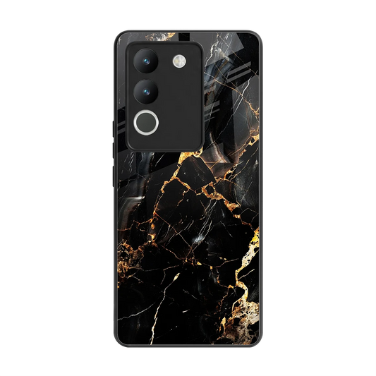 Golden Obsidian back phone cover | glass case for vivo y200 5g