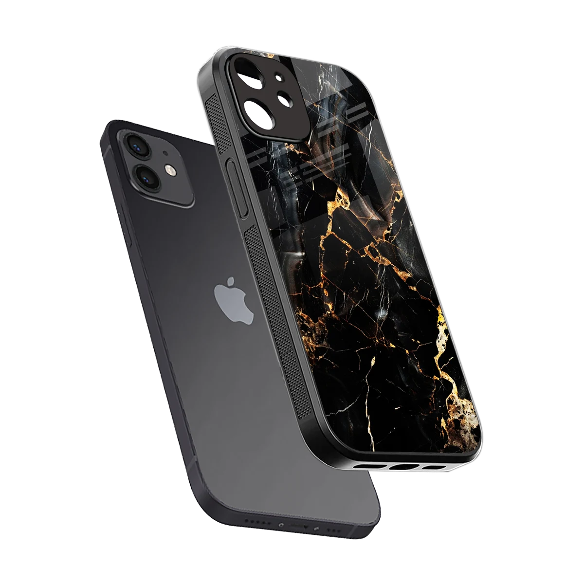 Golden Obsidian sleek iphone 12 cover with tempered glass back and TPU edges