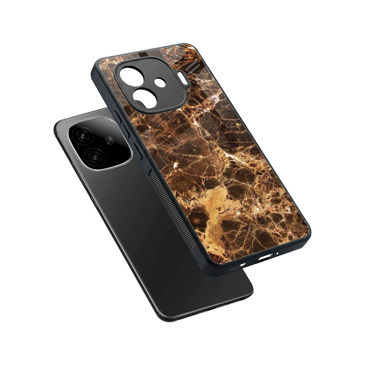 Golden Roots sleek iqoo neo 10r 5g cover with tempered glass back and TPU edges