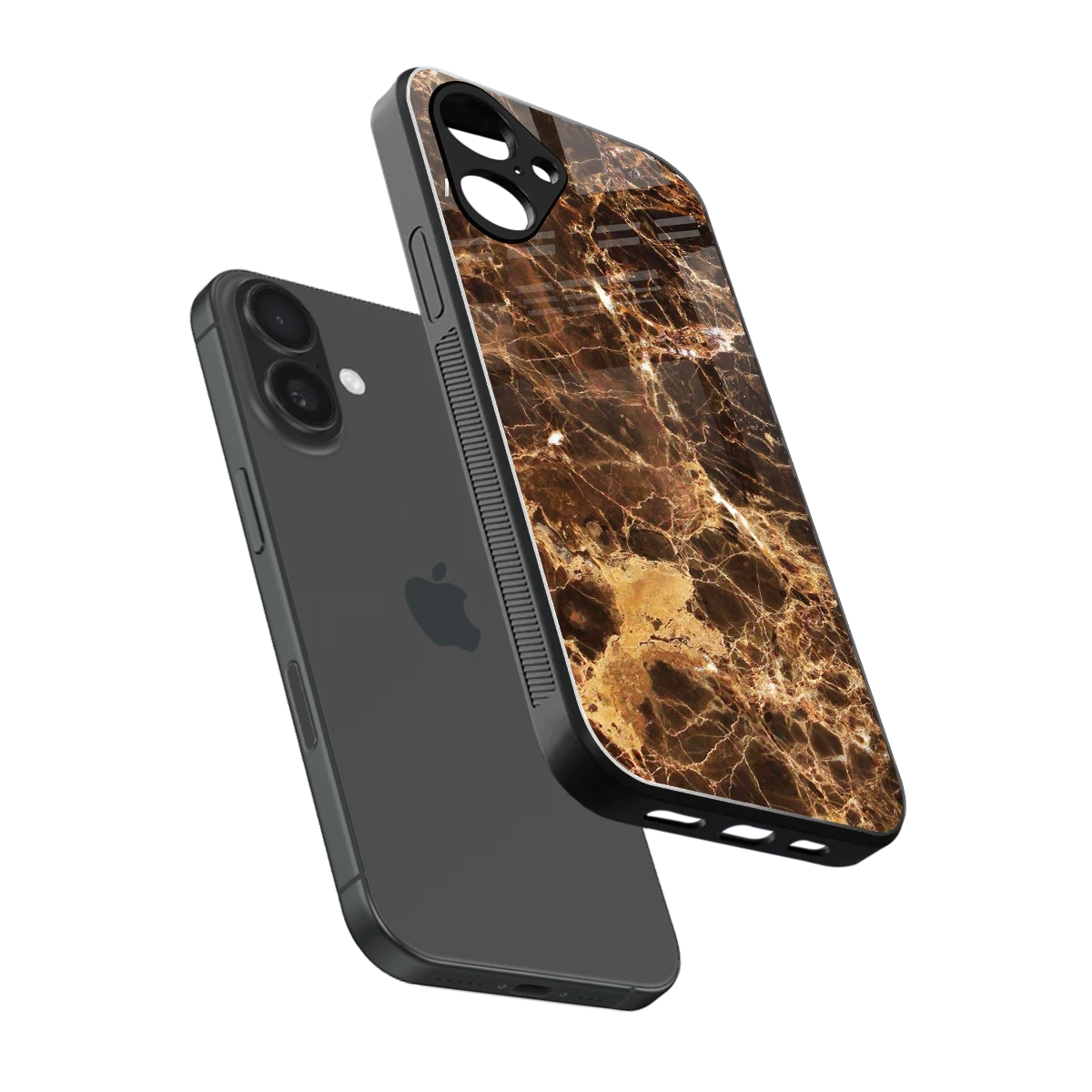 Golden Roots sleek iPhone 16 cover with tempered glass back and TPU edges