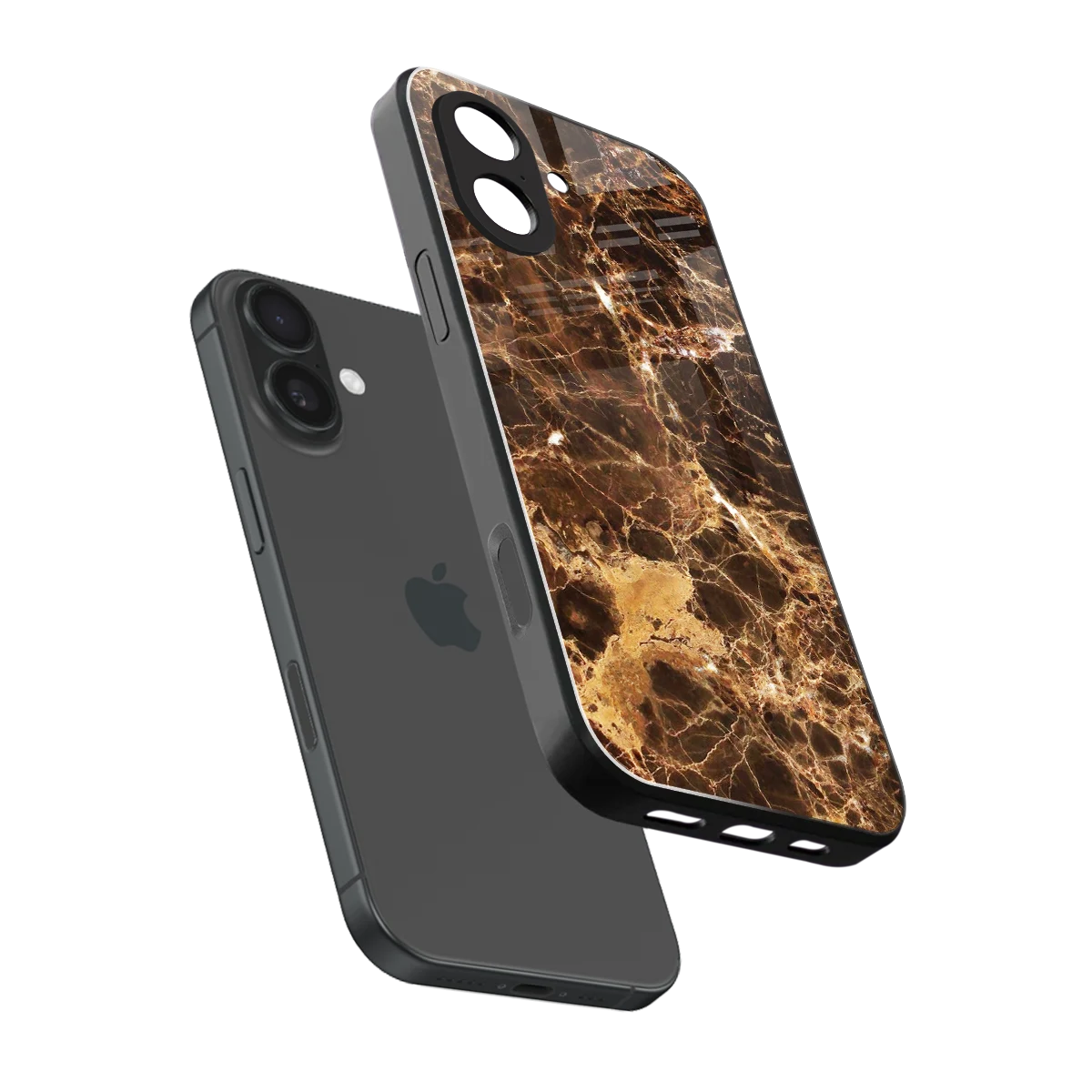 Golden Roots sleek iphone 17 cover with tempered glass back and TPU edges