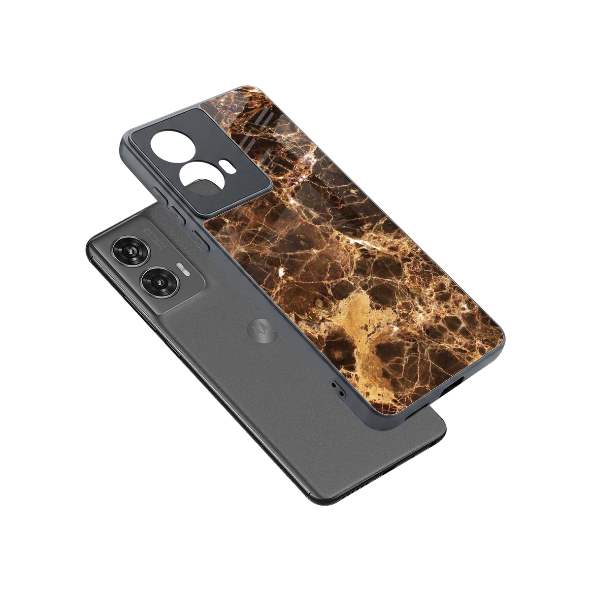 Golden Roots sleek motorola edge 50 fusion cover with tempered glass back and TPU edges