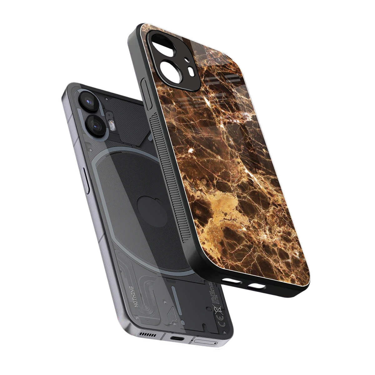 Golden Roots sleek nothing phone 2 cover with tempered glass back and TPU edges