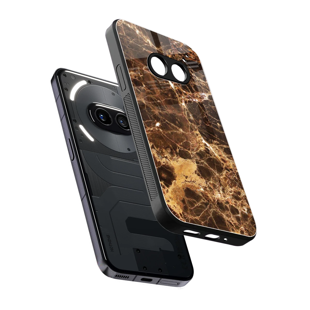 Golden Roots sleek nothing phone 2a cover with tempered glass back and TPU edges