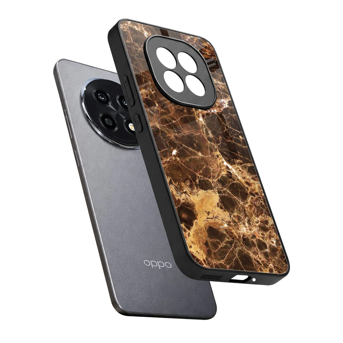 Golden Roots sleek oppo f29 pro 5g cover with tempered glass back and TPU edges
