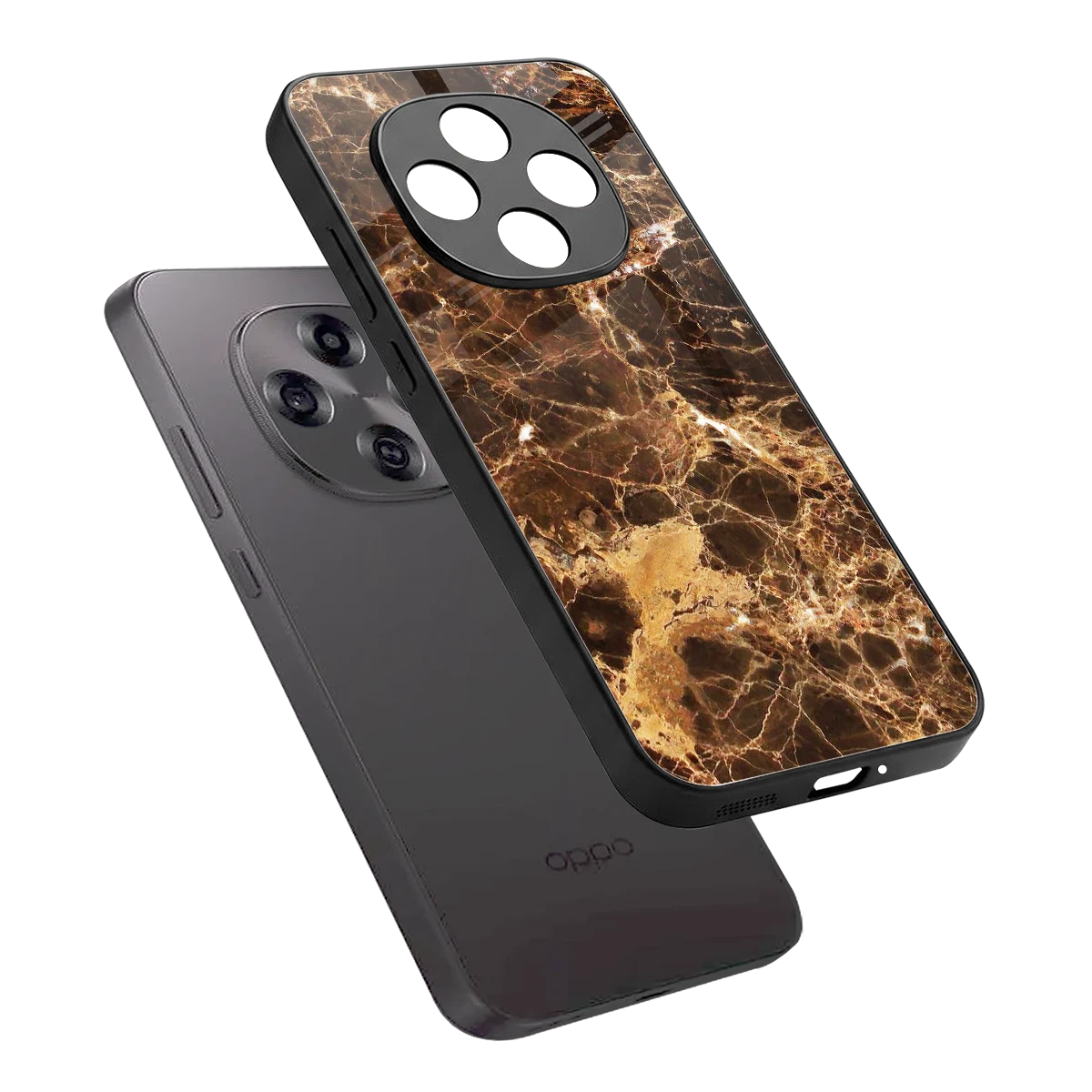 Golden Roots sleek oppo f31 pro 5g cover with tempered glass back and TPU edges