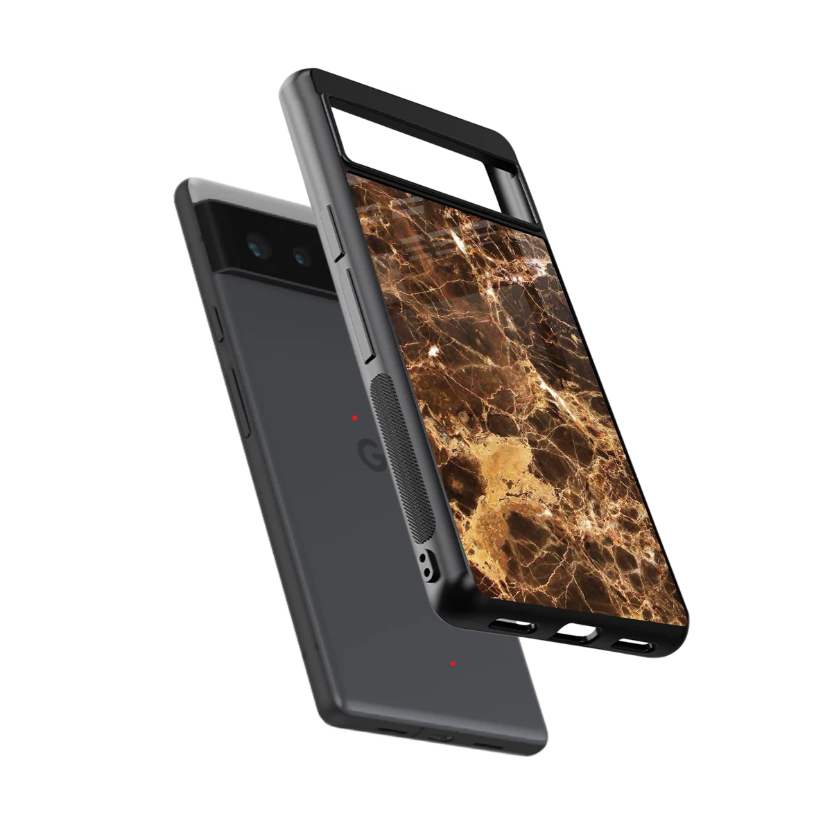 Golden Roots sleek google pixel 6a cover with tempered glass back and TPU edges