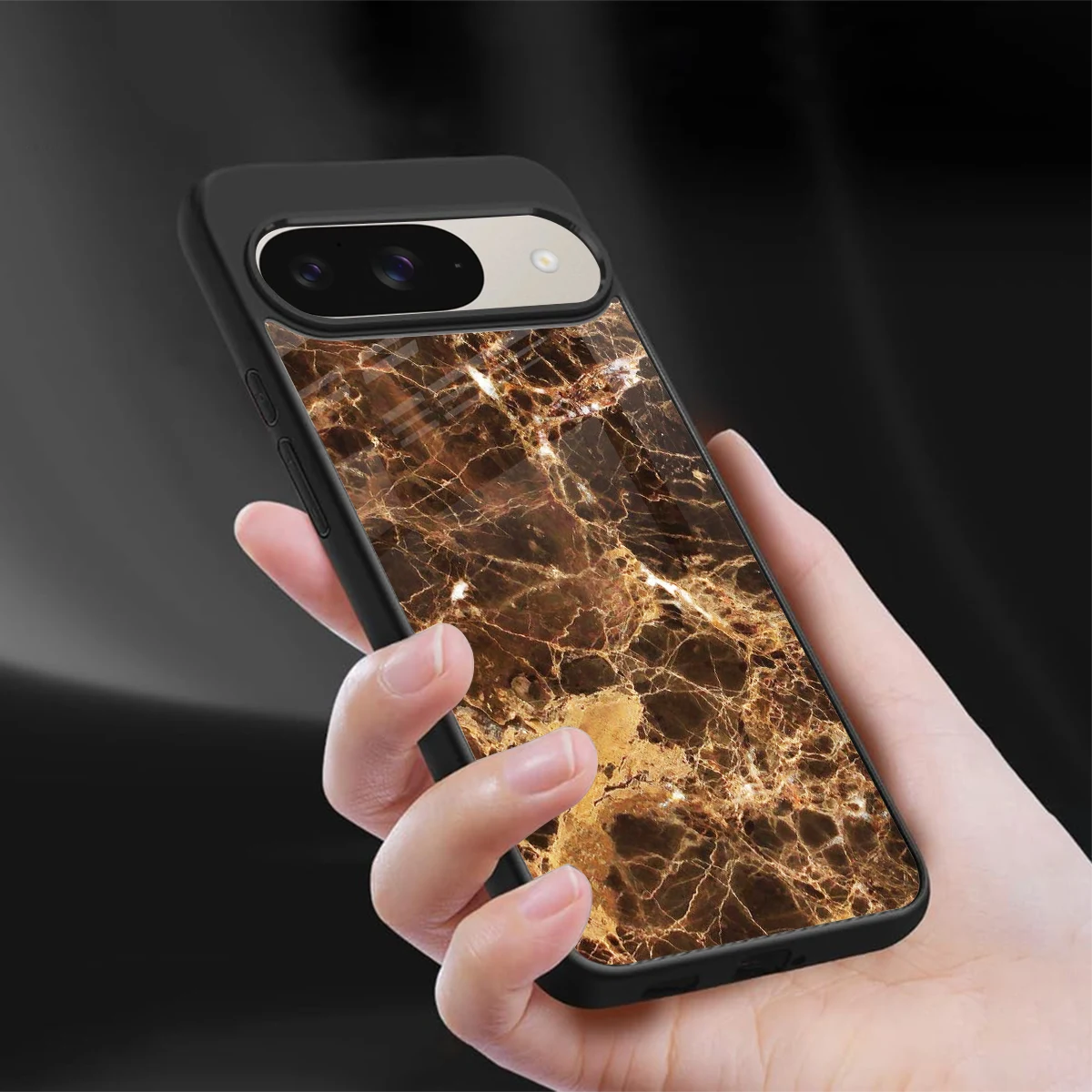 Golden Roots sleek google pixel 9 cover with tempered glass back and TPU edges