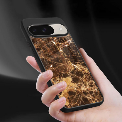 Golden Roots sleek google pixel 9 cover with tempered glass back and TPU edges