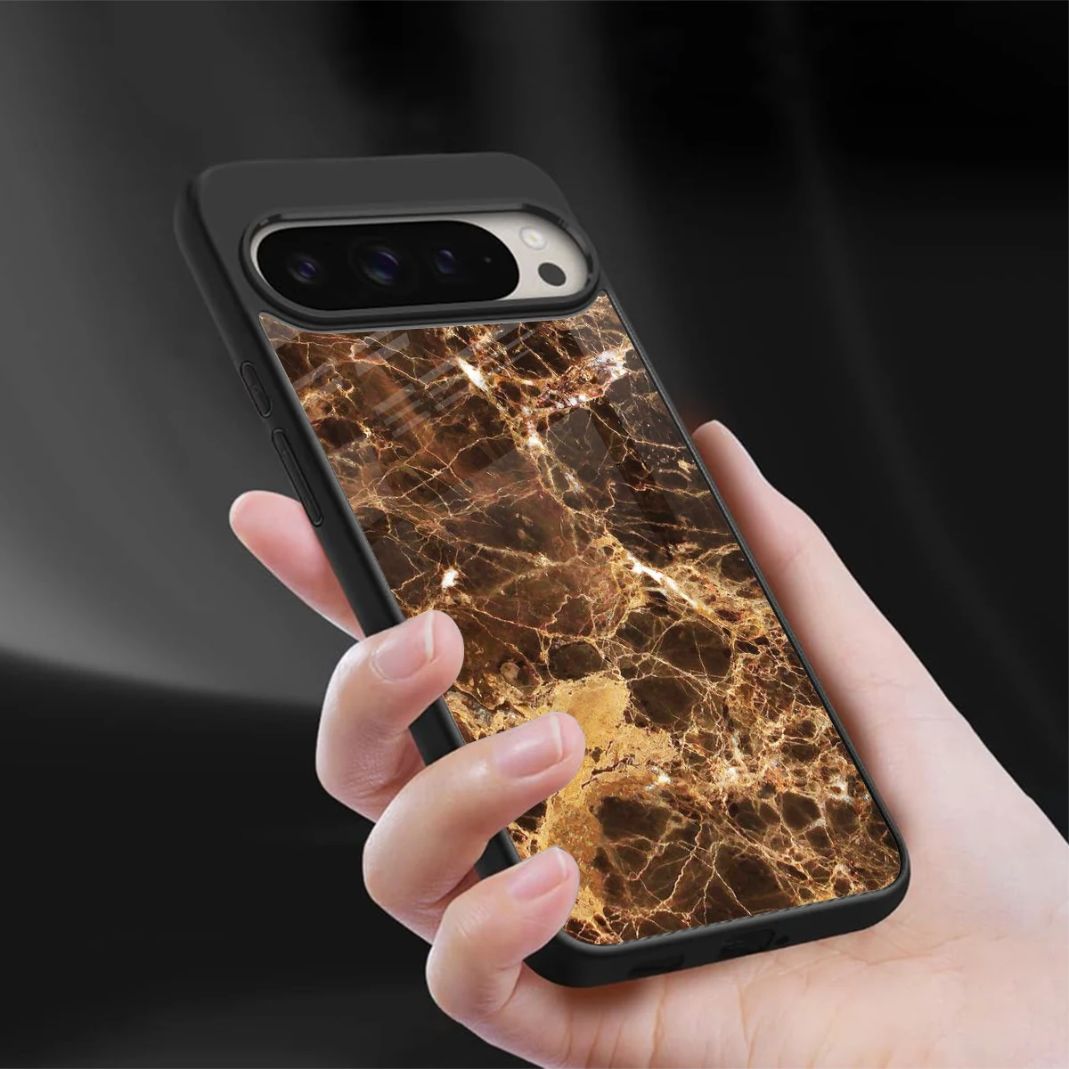 Golden Roots sleek google pixel 9 pro cover with tempered glass back and TPU edges