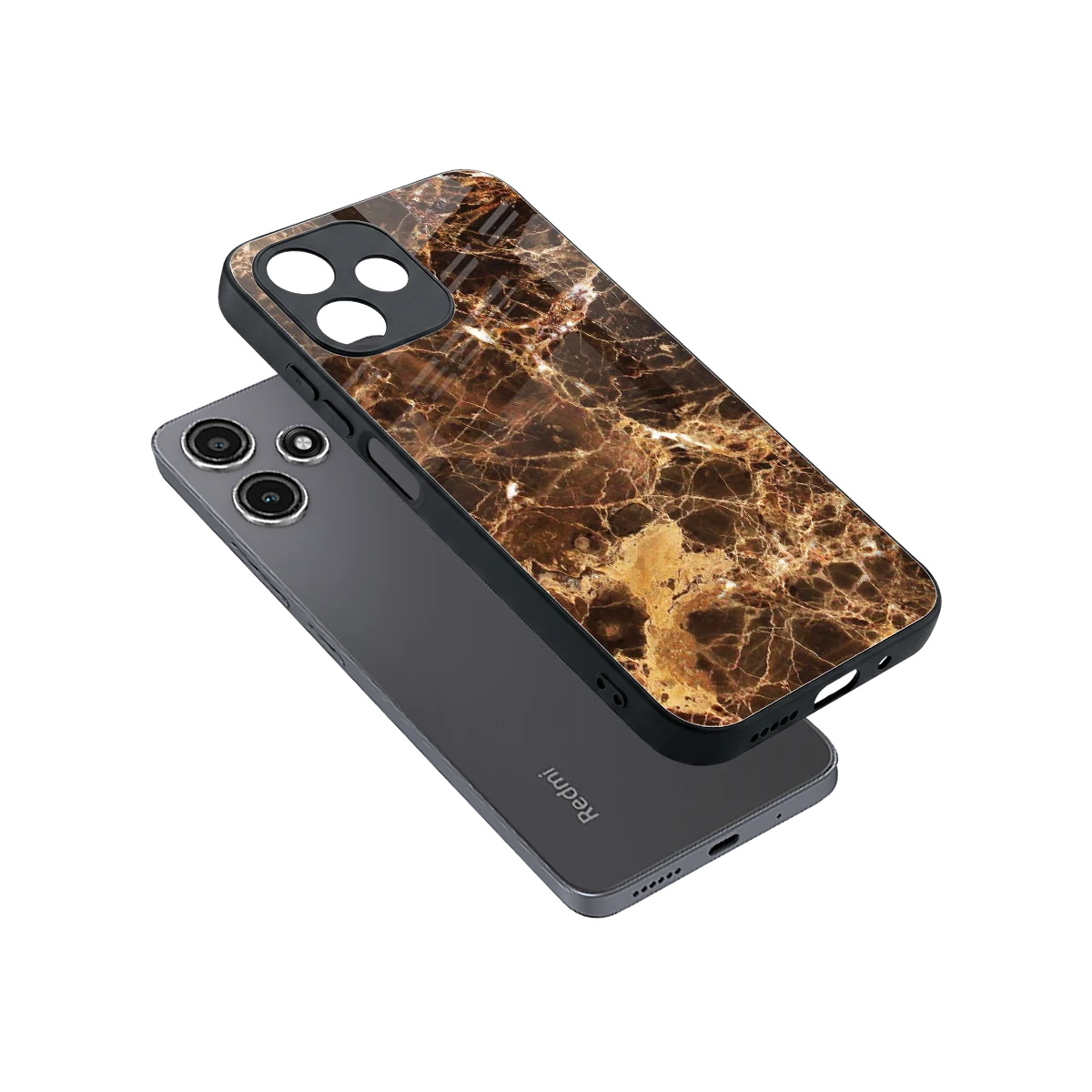 Golden Roots sleek redmi 12 5g cover with tempered glass back and TPU edges
