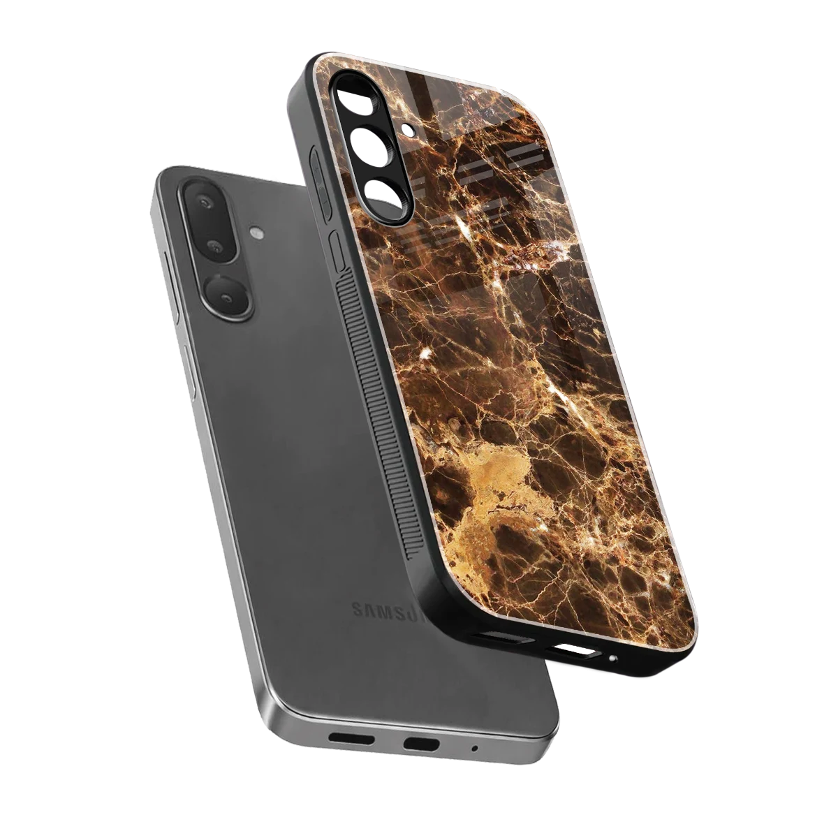 Golden Roots sleek samsung galaxy m36 5g cover with tempered glass back and TPU edges