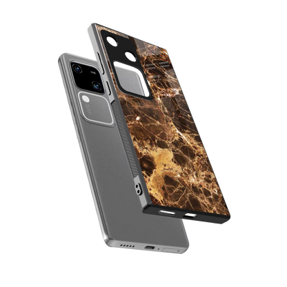 Golden Roots sleek vivo v30 cover with tempered glass back and TPU edges