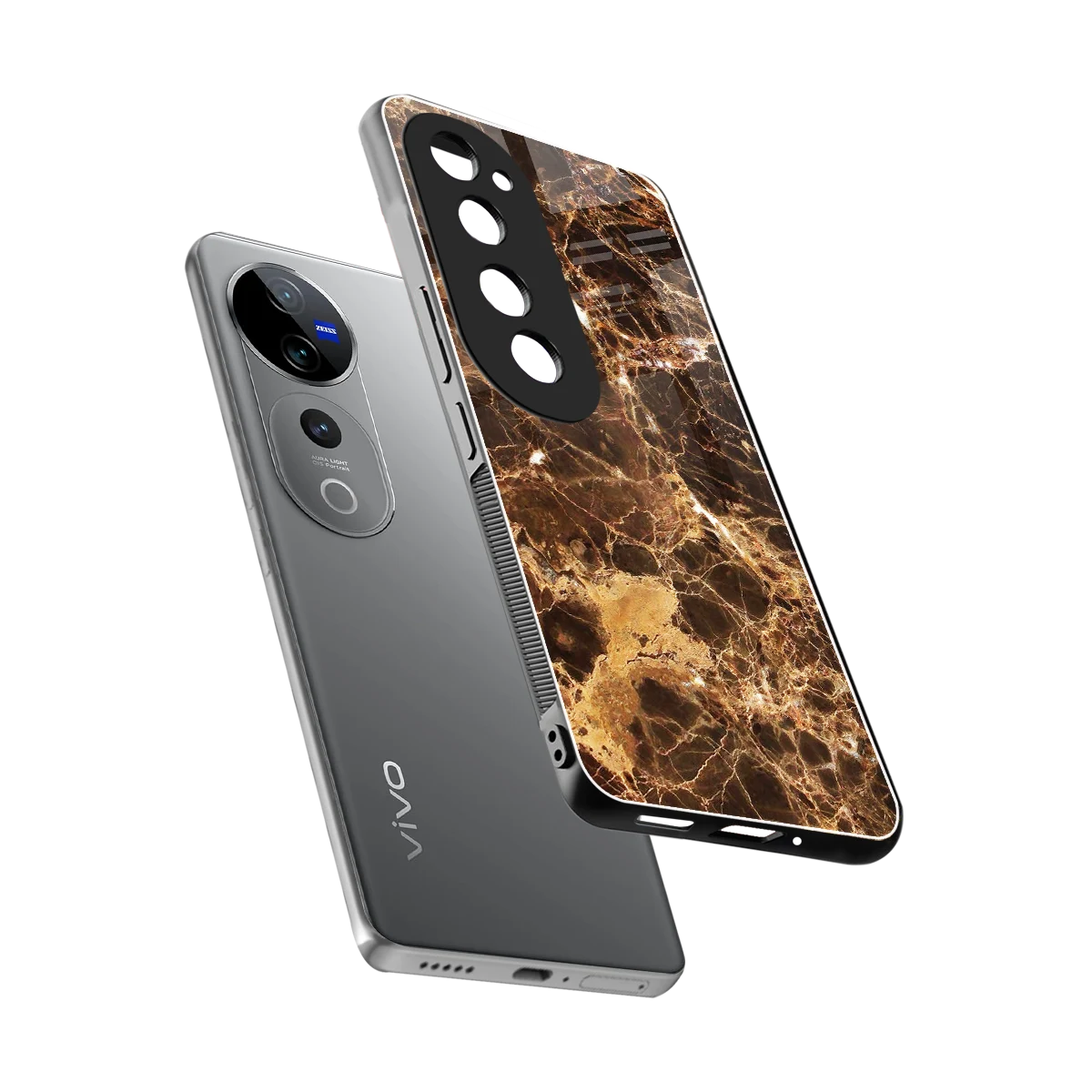 Golden Roots sleek vivo v40 pro cover with tempered glass back and TPU edges