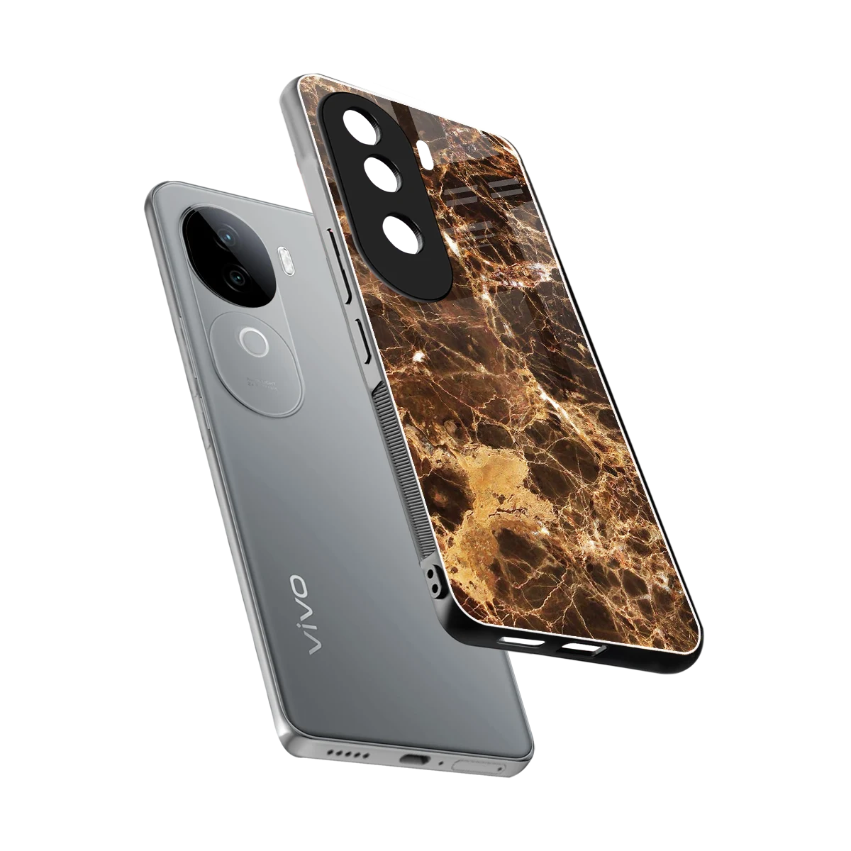 Golden Roots sleek vivo v40e cover with tempered glass back and TPU edges