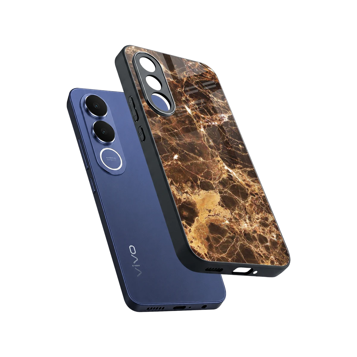 Golden Roots sleek vivo v70 fe cover with tempered glass back and TPU edges