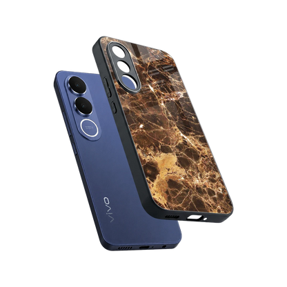 Golden Roots sleek vivo v70 fe cover with tempered glass back and TPU edges