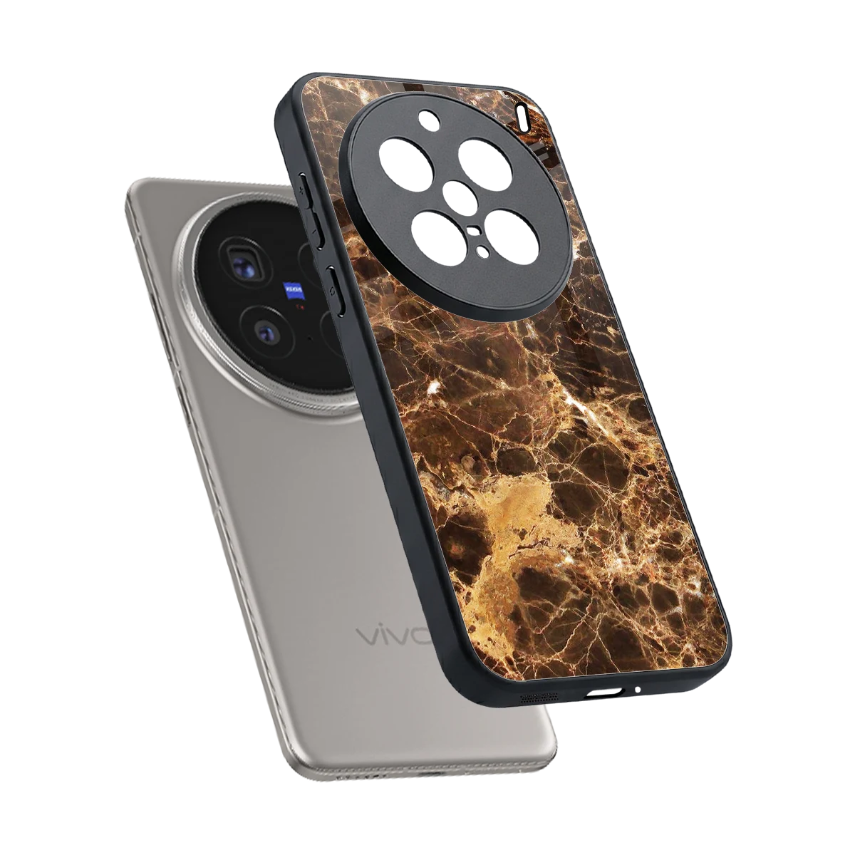 Golden Roots sleek vivo x200 pro cover with tempered glass back and TPU edges