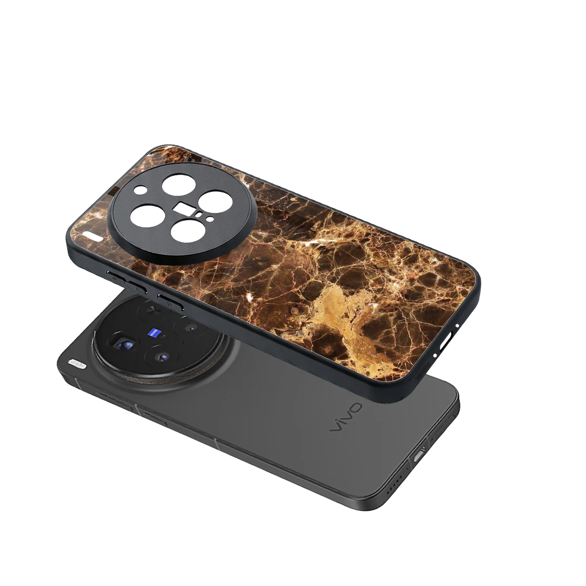 Golden Roots sleek vivo x300 pro cover with tempered glass back and TPU edges