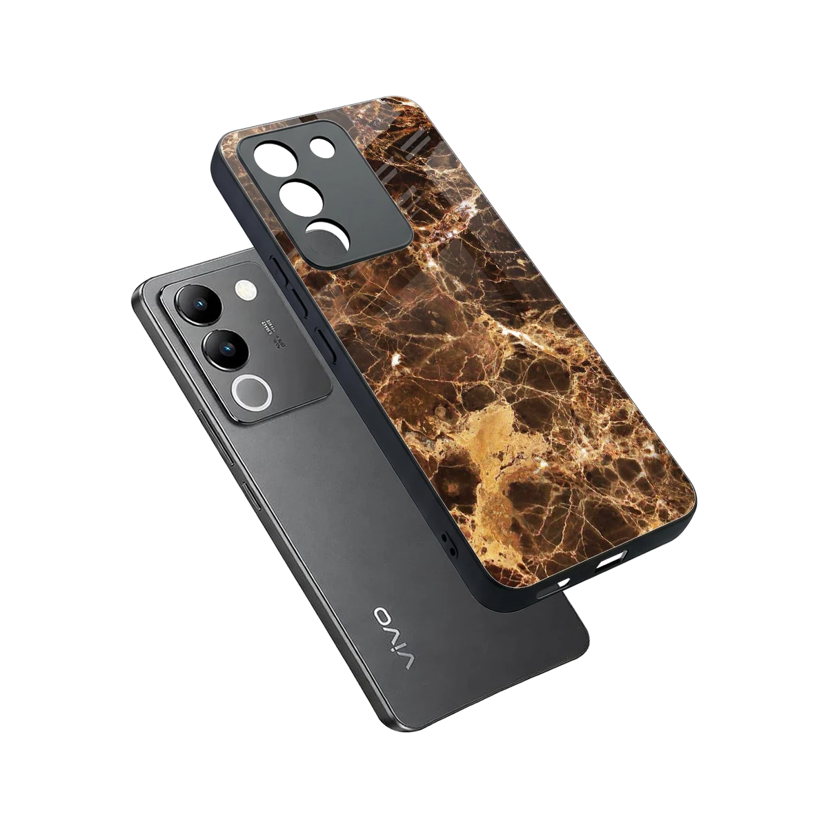 Golden Roots sleek vivo y200 5g cover with tempered glass back and TPU edges