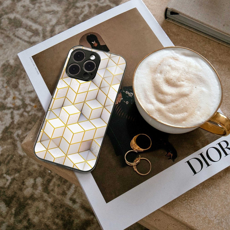 Golden Geometry Phone Case for Samsung Galaxy S24 | Glass Case