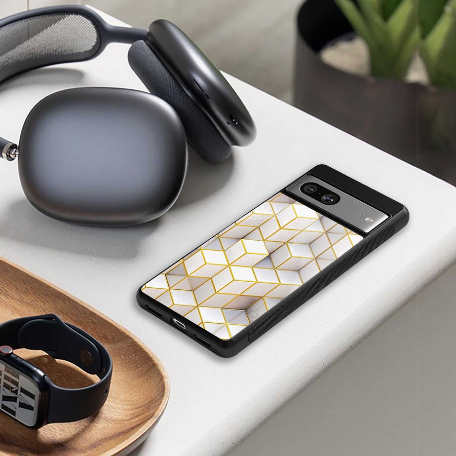 Golden Geometry Phone Case for Samsung Galaxy S24 | Glass Case