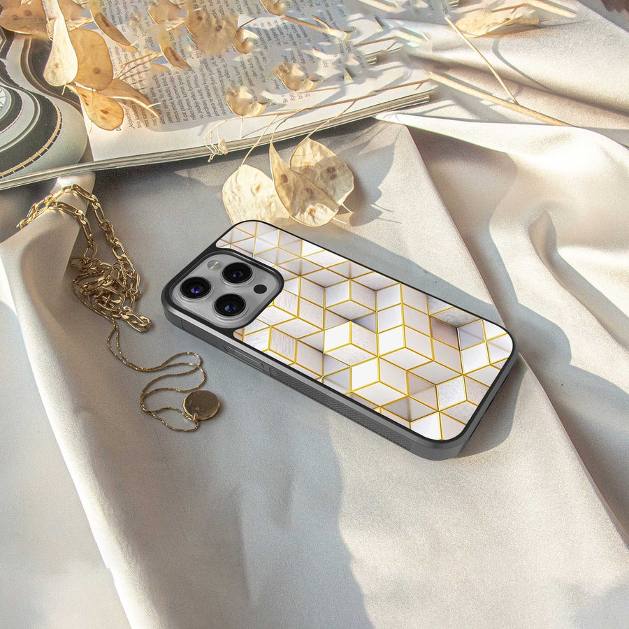 Golden Geometry Phone Case for Samsung Galaxy S24 | Glass Case