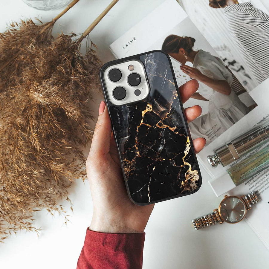 Golden Obsidian Phone Case for Samsung Galaxy S24 Ultra | Glass Case